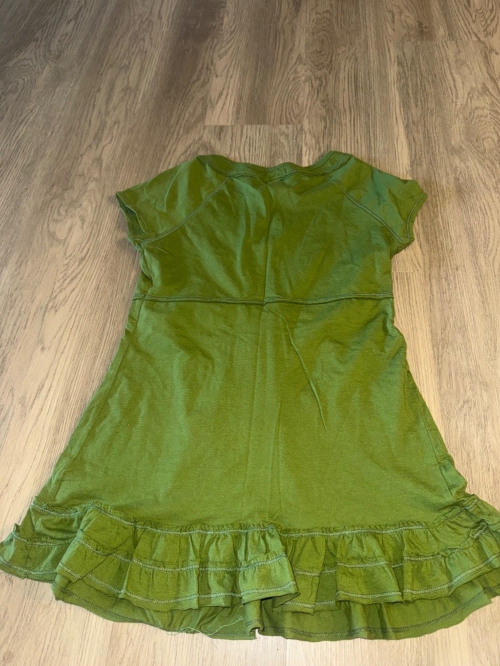 Whimsigoth Fairycore Moss Green Ruffle Tunic Dress Cottagecore Boho Top - Picture 5 of 5